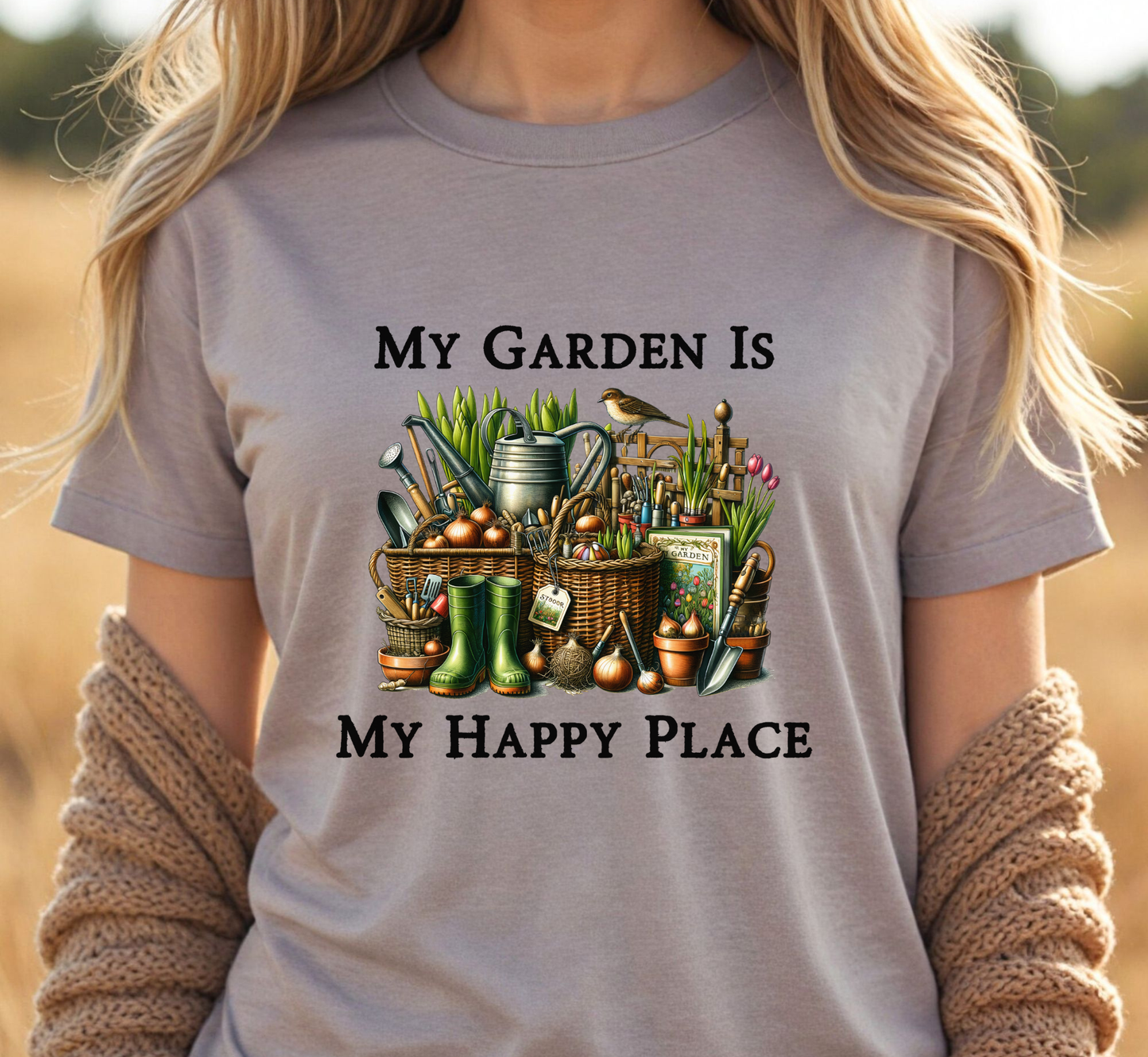 My Garden Is My Happy Place T-Shirt,  Garden Lover Tee, Gardening Makes Me Happy,  Gift for Gardener