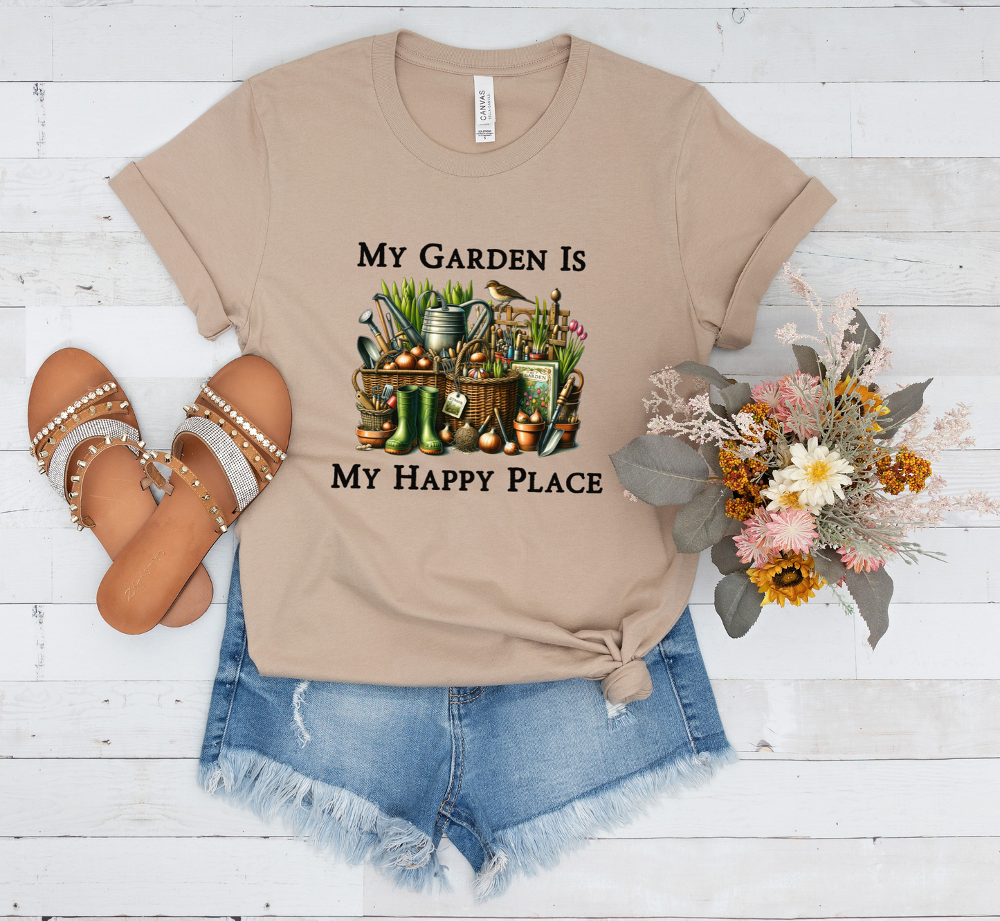 My Garden Is My Happy Place T-Shirt,  Garden Lover Tee, Gardening Makes Me Happy,  Gift for Gardener