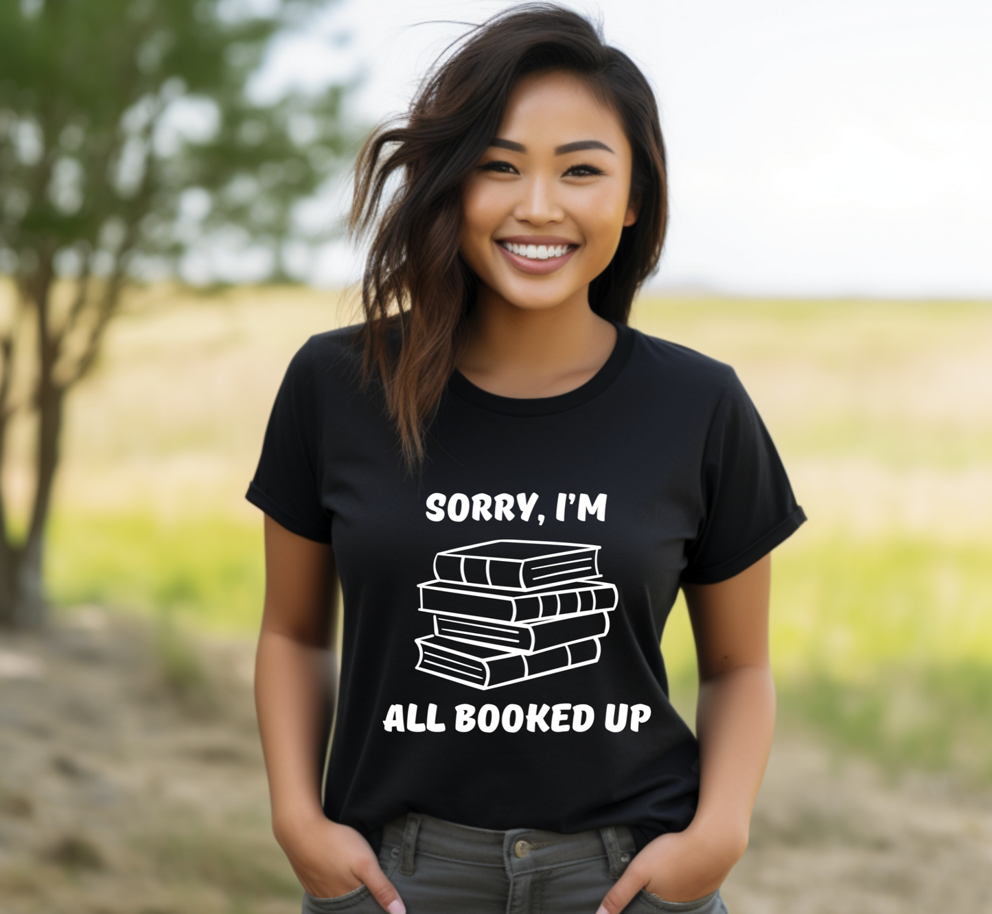 Sorry, I'm All Booked Up T-Shirt, Funny Book Lover Shirt, Book Reader Humor