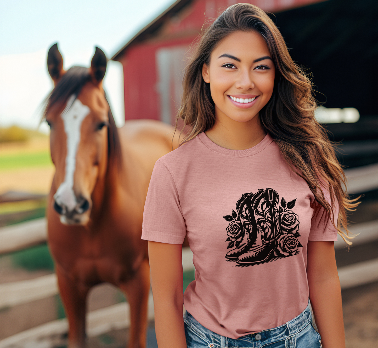 Cowboy Boots and Roses T-Shirt, Floral Cowgirl Shirt, Western Tee