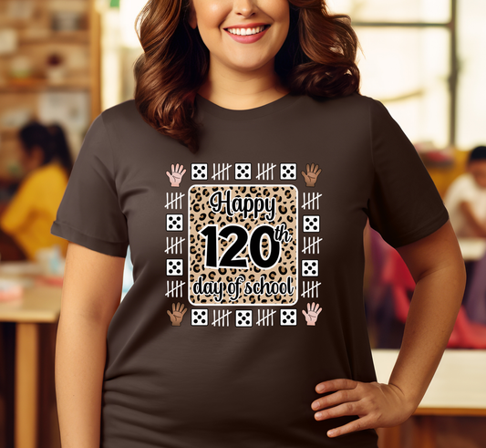 120th Day of School Leopard Print Teacher Tee, 120 Days of School Shirt, Elementary Teacher Tee