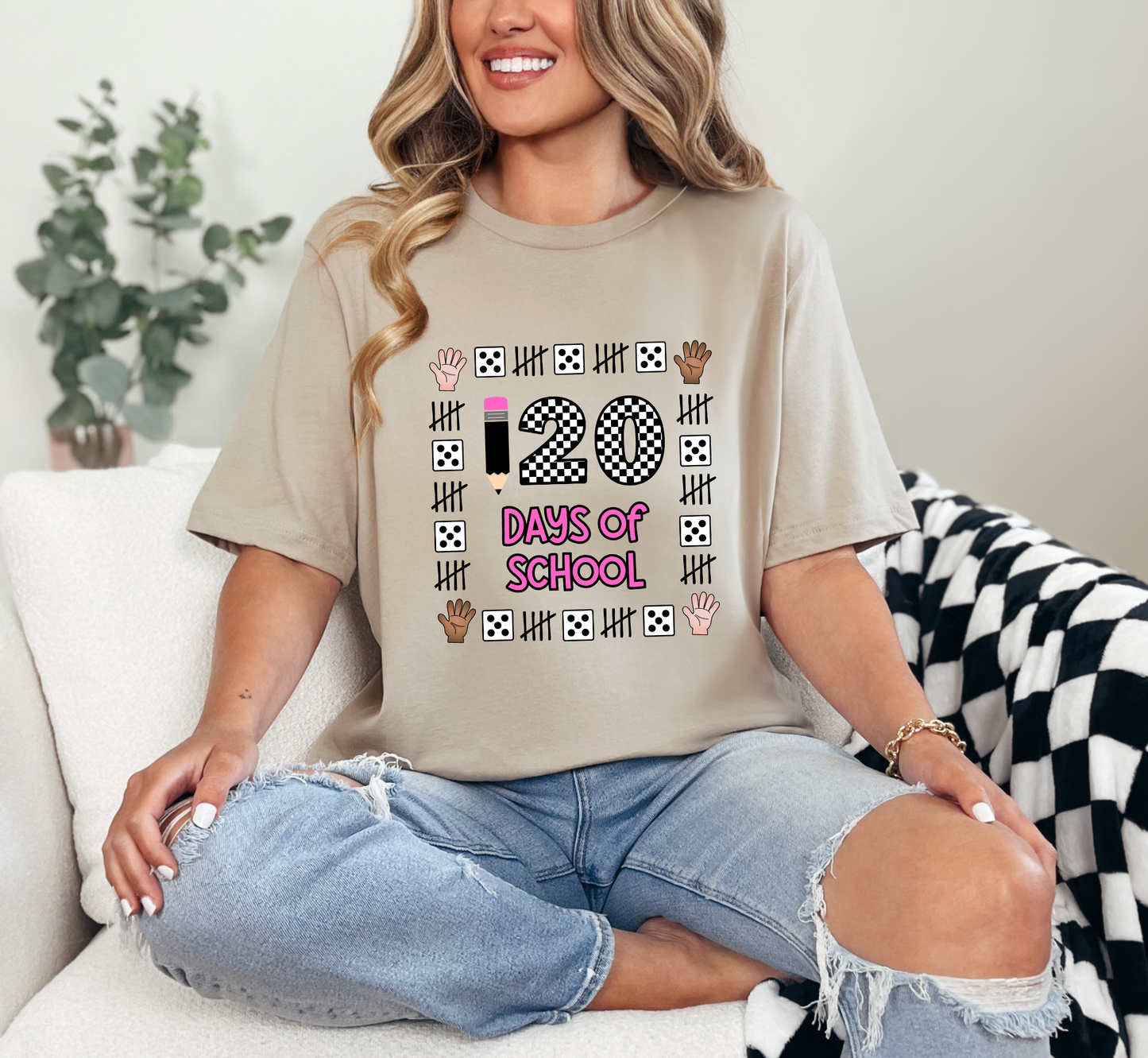 120th Day of School Shirt, 120 Days of School Tee, Checkered Numbers, First Grade Teacher, 1st Grade