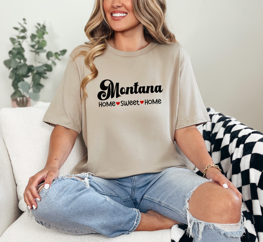 Montana T-Shirt, Montana Home Sweet Home Tee, Unisex US State Shirt, Big Sky Country