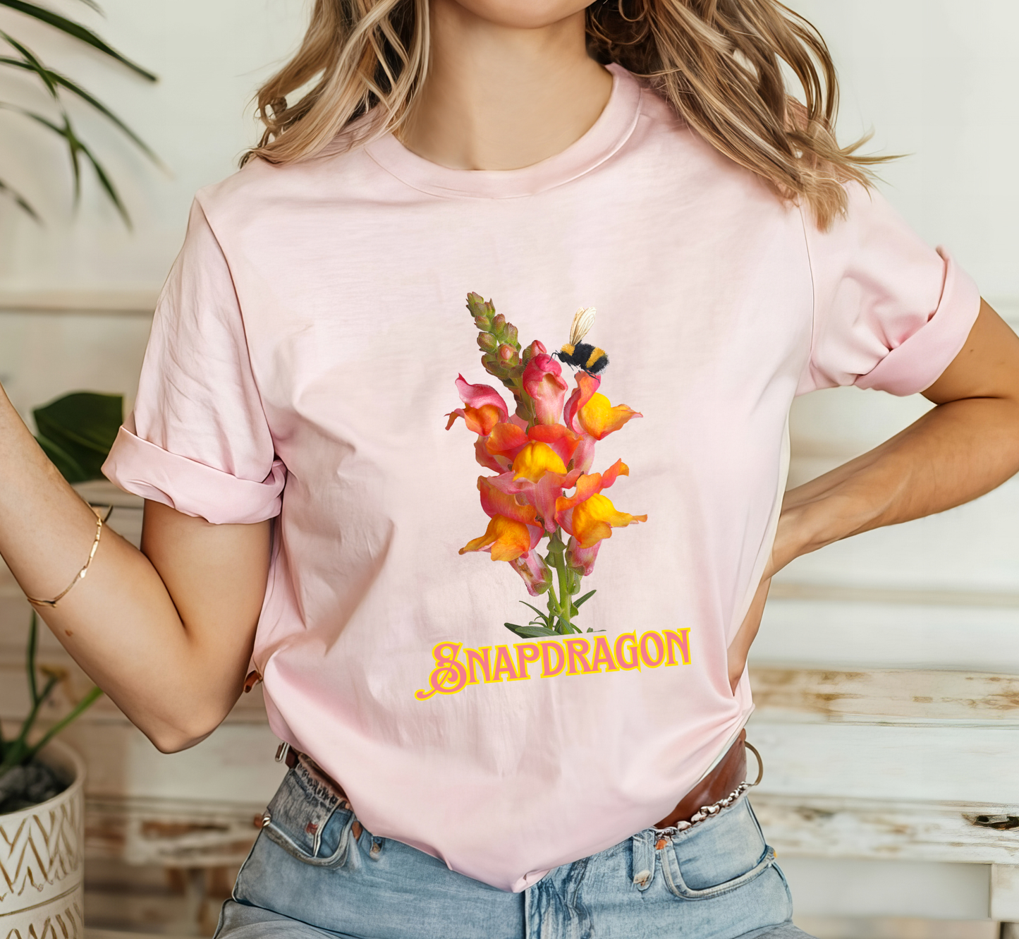 Snapdragon Tee, Sunset Snapdragons Floral T-Shirt, Flower Lover Shirt, Garden Lover Tee
