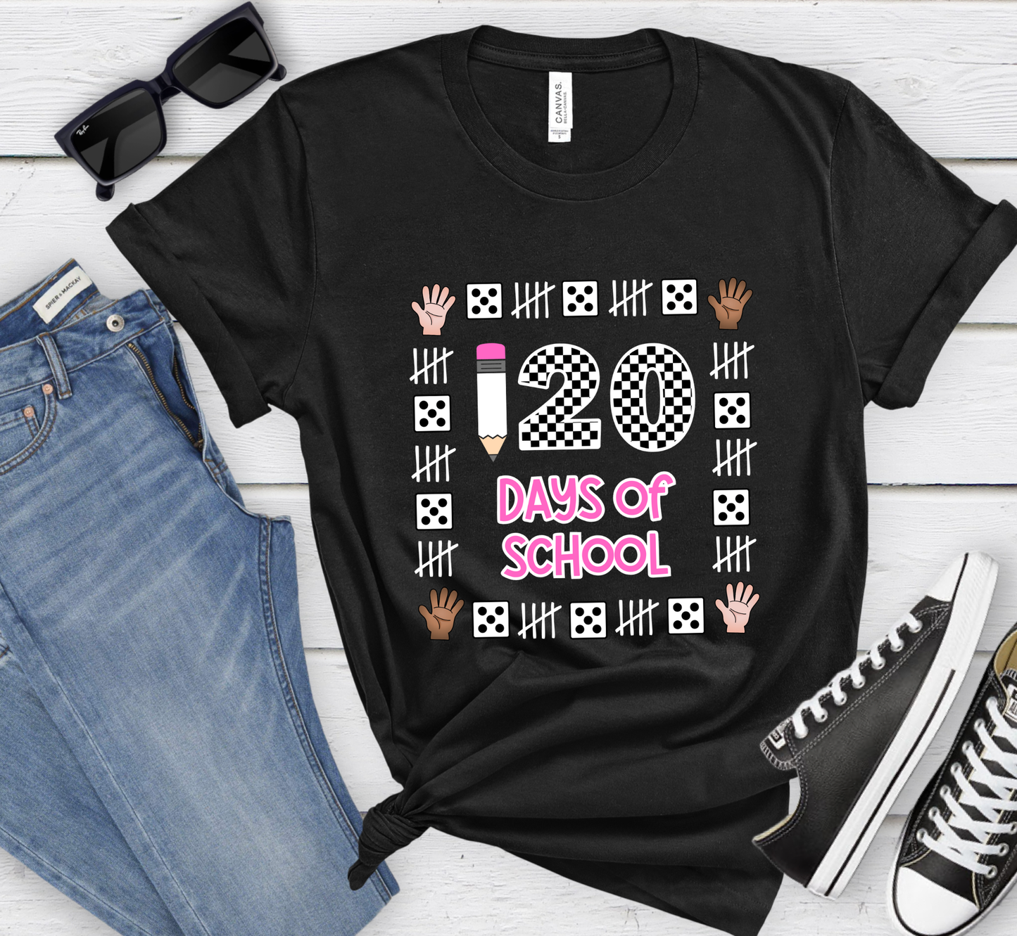 120th Day of School Shirt, 120 Days of School Tee, Checkered Numbers, First Grade Teacher, 1st Grade