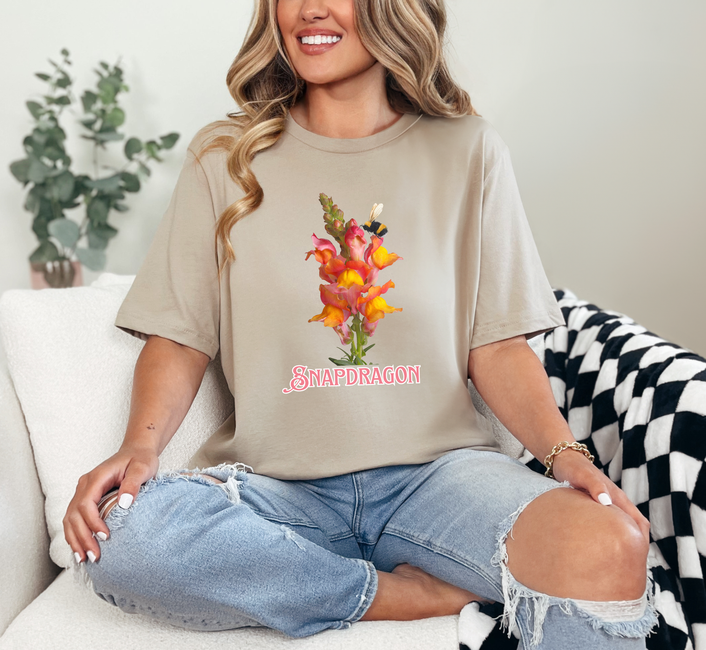 Snapdragon Tee, Sunset Snapdragons Floral T-Shirt, Flower Lover Shirt, Garden Lover Tee