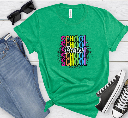 Paraprofessional Teacher Rainbow Paint Splatter Tee, Teacher Aide Shirt, Para Pro T-Shirt