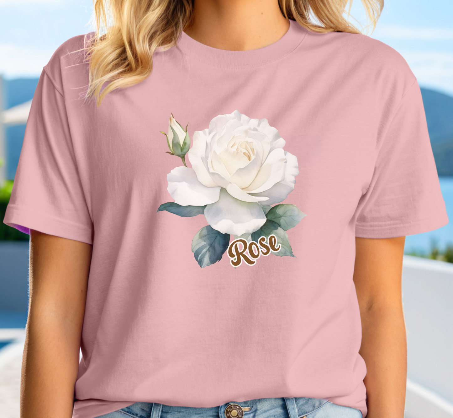 White Rose Flower T-Shirt, Women's Flower Lover Tee, Floral Shirt