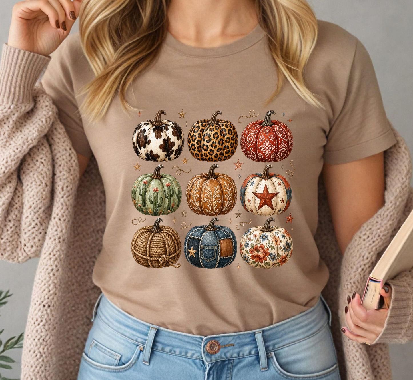 Fall Western Pumpkins Tee, Autumn Cowgirl Pumpkin T-Shirt