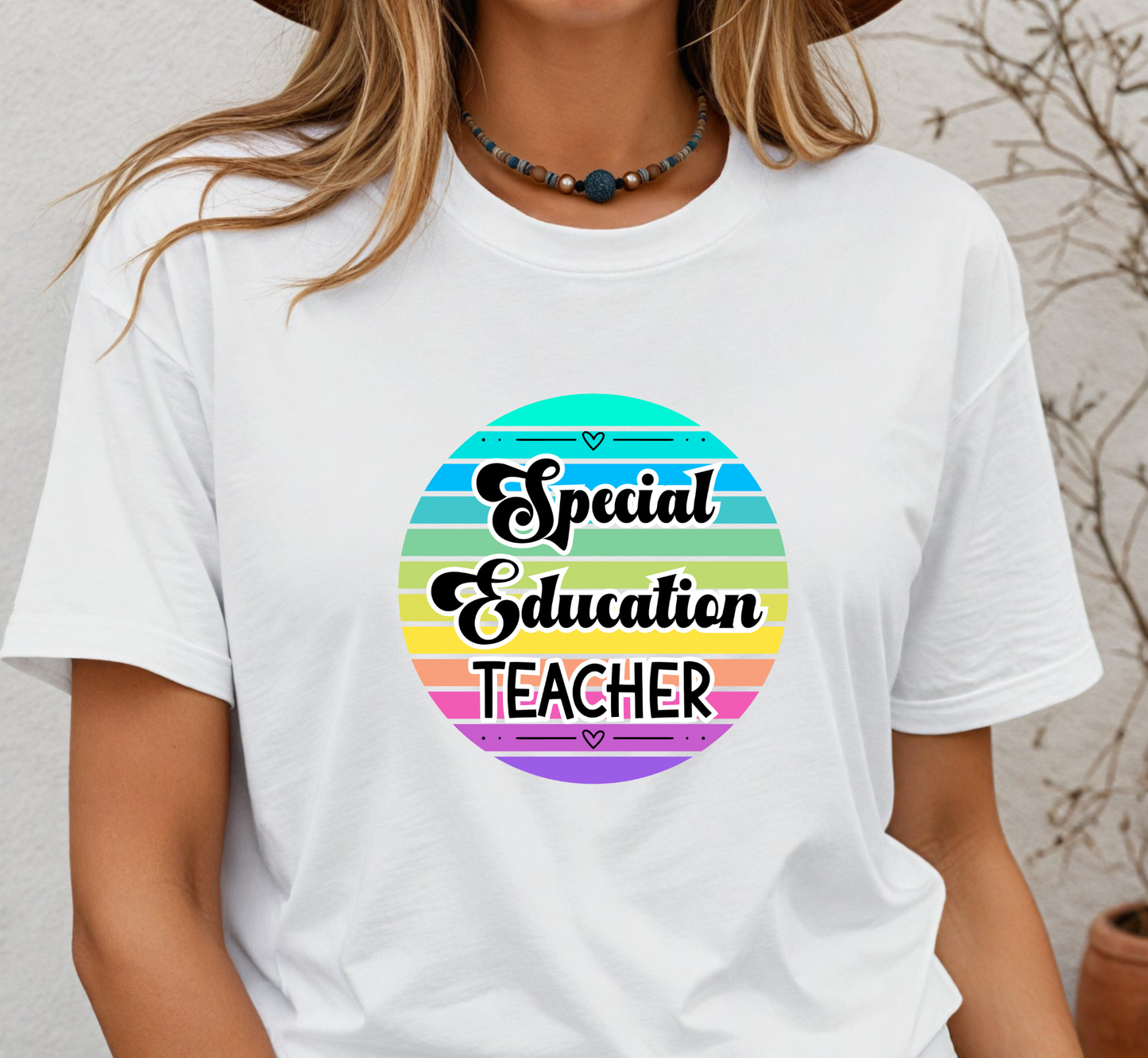 Retro Rainbow Special Education Teacher Tee, Elementary SPED Teacher T-Shirt, Middle School, High School
