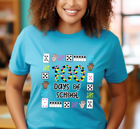 100th Day of School Hearts Tee, 100 Days of School Shirt, Elementary Teacher Tee