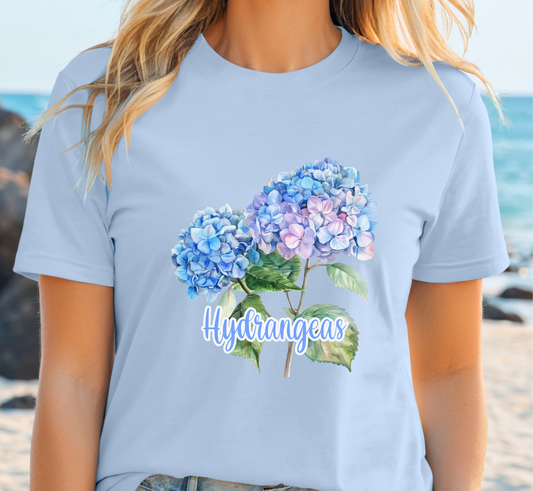 Hydrangeas T-Shirt, Women's Hydrangea Tee, Floral Shirt, Flower Lover