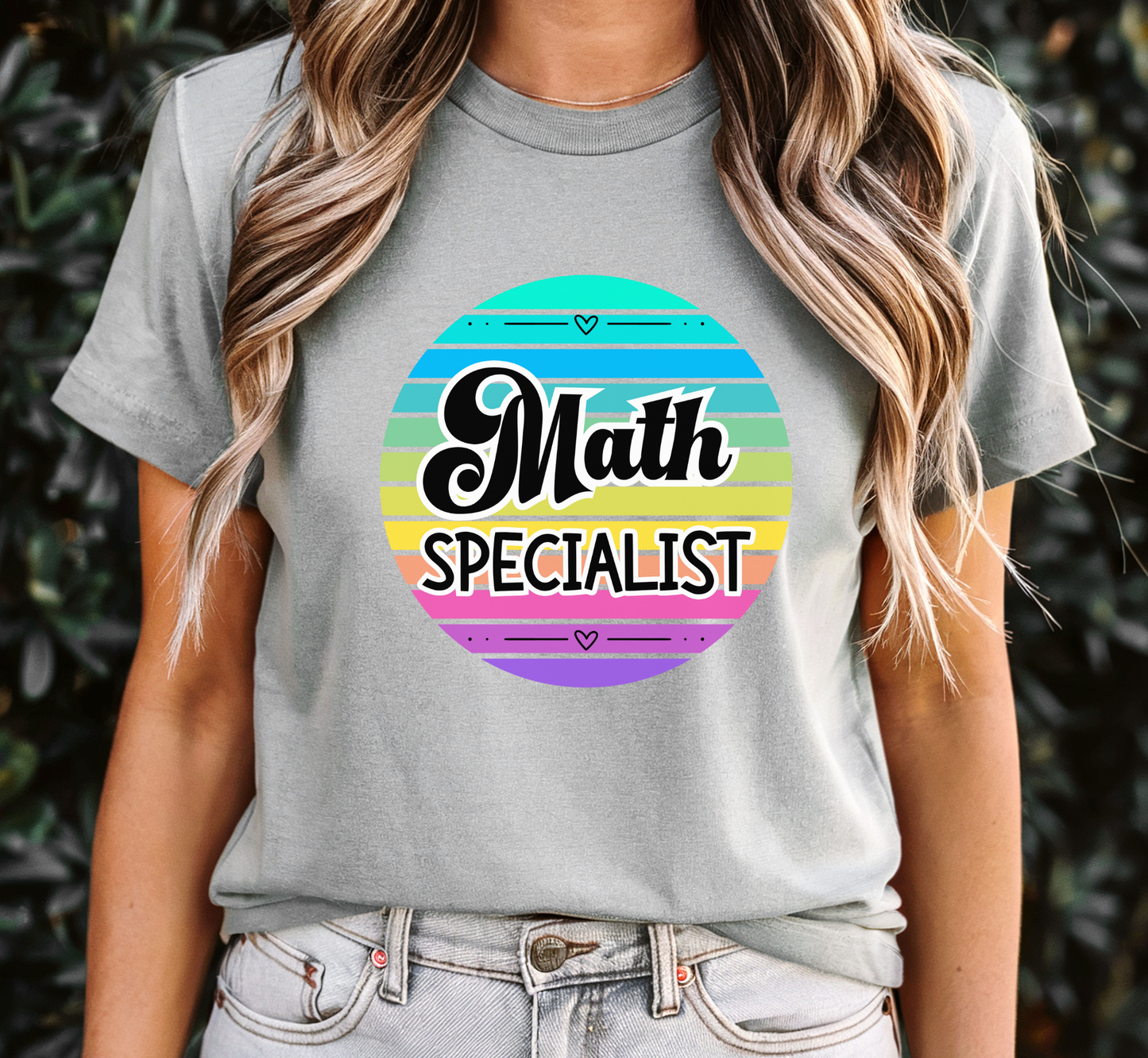 Retro Rainbow Math Specialist Tee, School Specialists T-Shirt