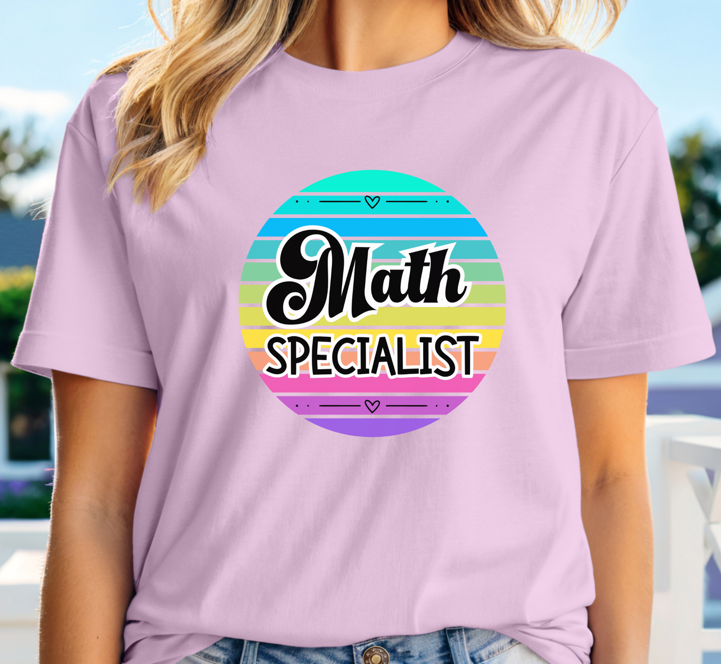 Retro Rainbow Math Specialist Tee, School Specialists T-Shirt