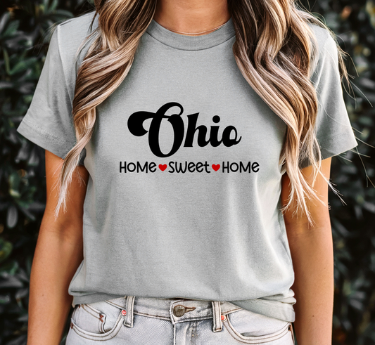 Ohio T-Shirt, Ohio Home Sweet Home Tee, Unisex US State Shirt