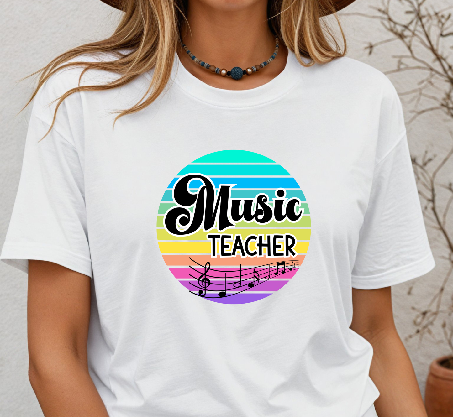 Retro Rainbow Music Teacher Tee, Music Education Shirt, School Music Teacher