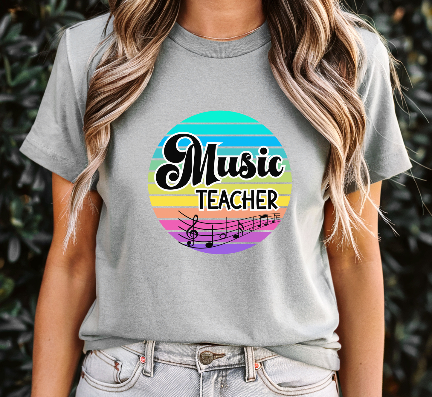 Retro Rainbow Music Teacher Tee, Music Education Shirt, School Music Teacher
