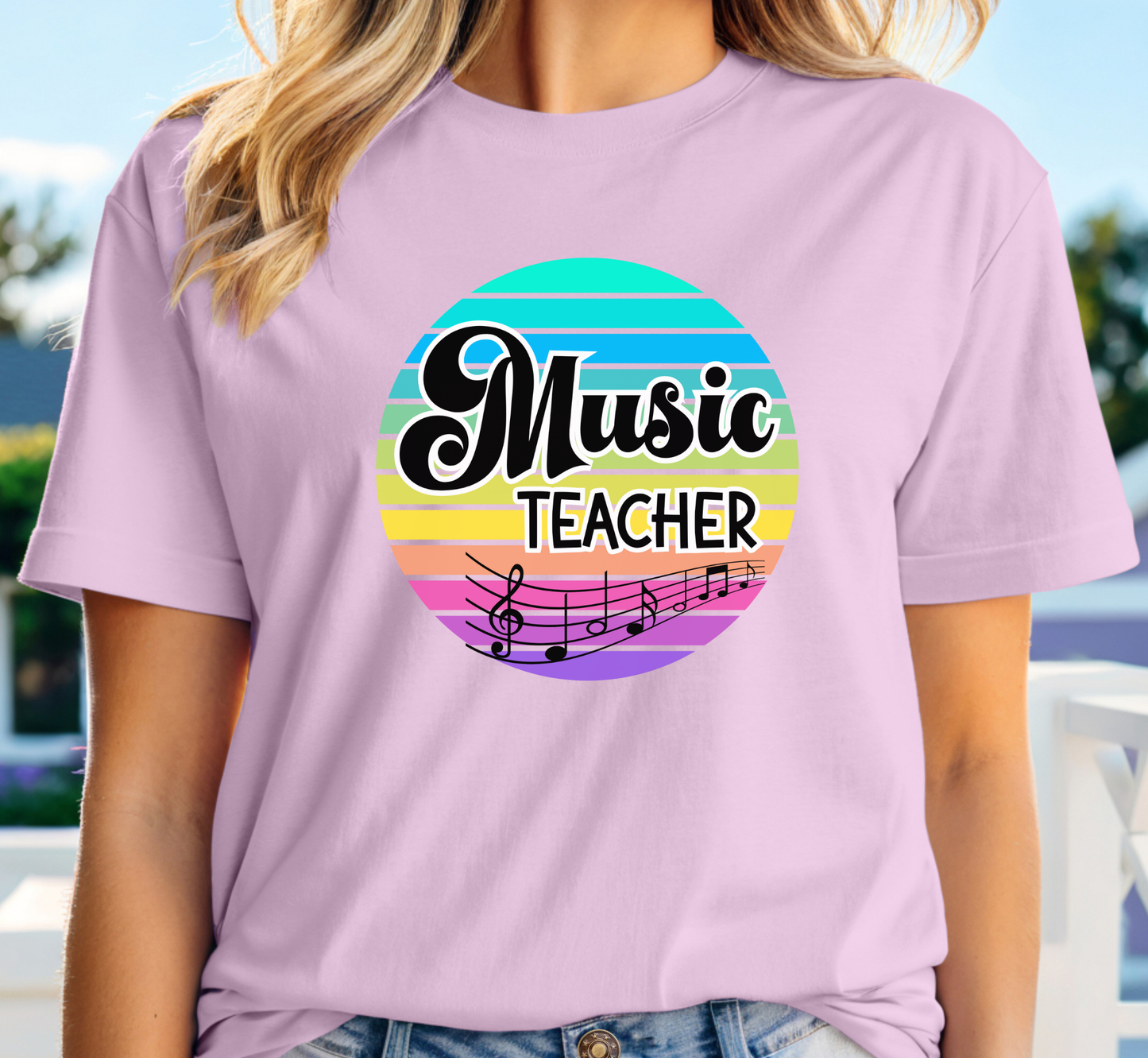 Retro Rainbow Music Teacher Tee, Music Education Shirt, School Music Teacher