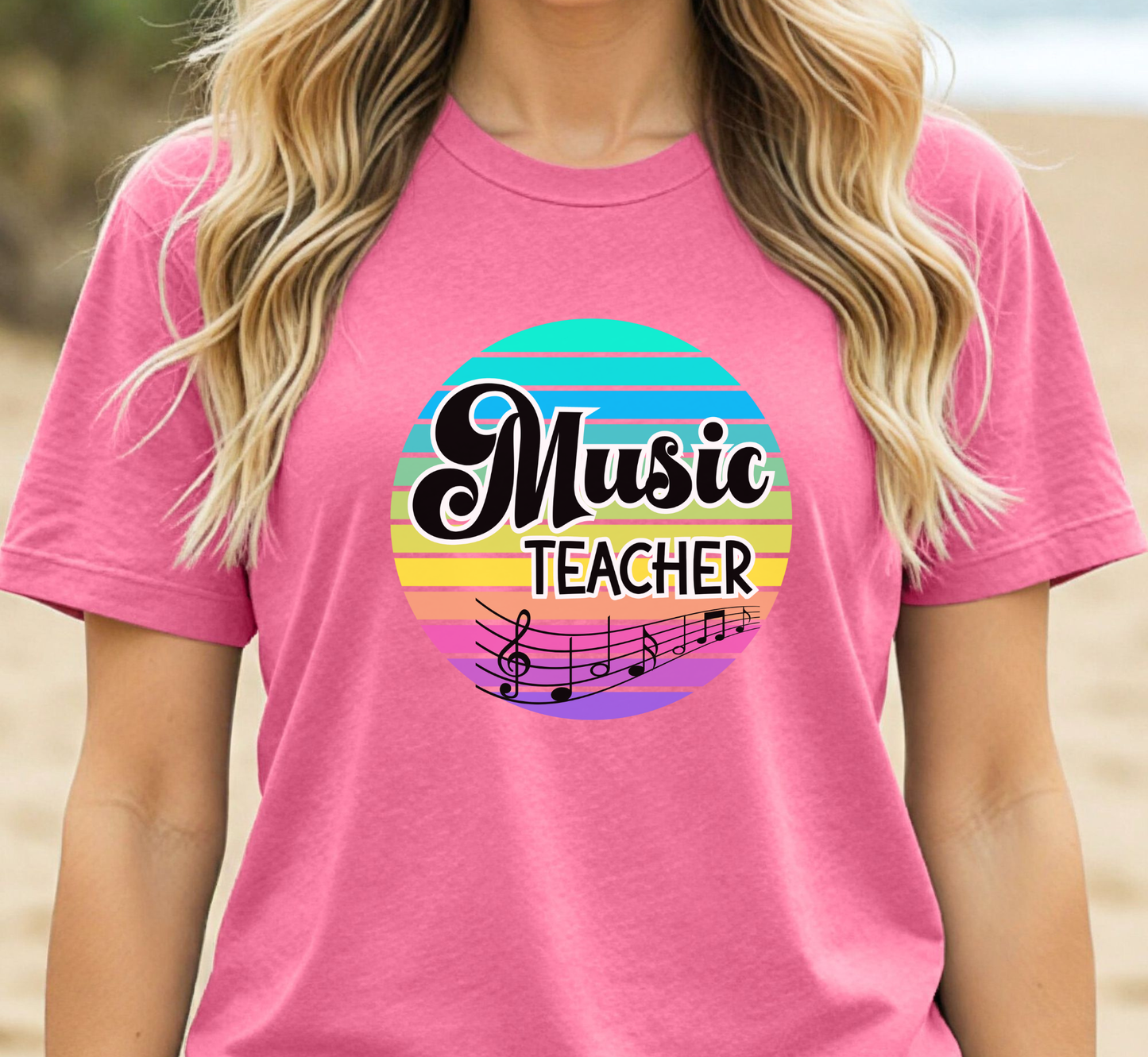 Retro Rainbow Music Teacher Tee, Music Education Shirt, School Music Teacher