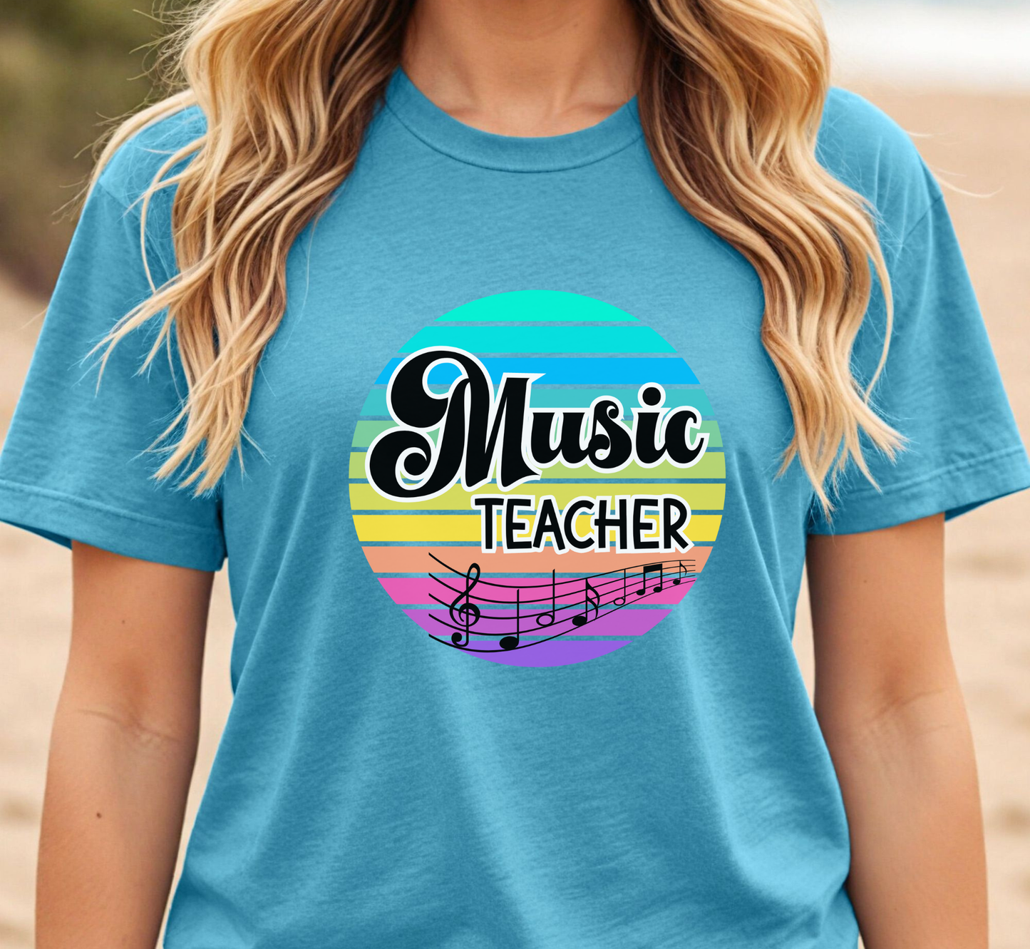 Retro Rainbow Music Teacher Tee, Music Education Shirt, School Music Teacher