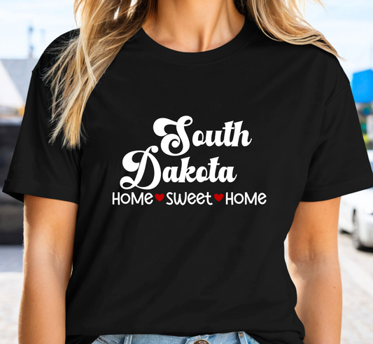 South Dakota T-Shirt, South Dakota Home Sweet Home Tee, Unisex US State Shirt