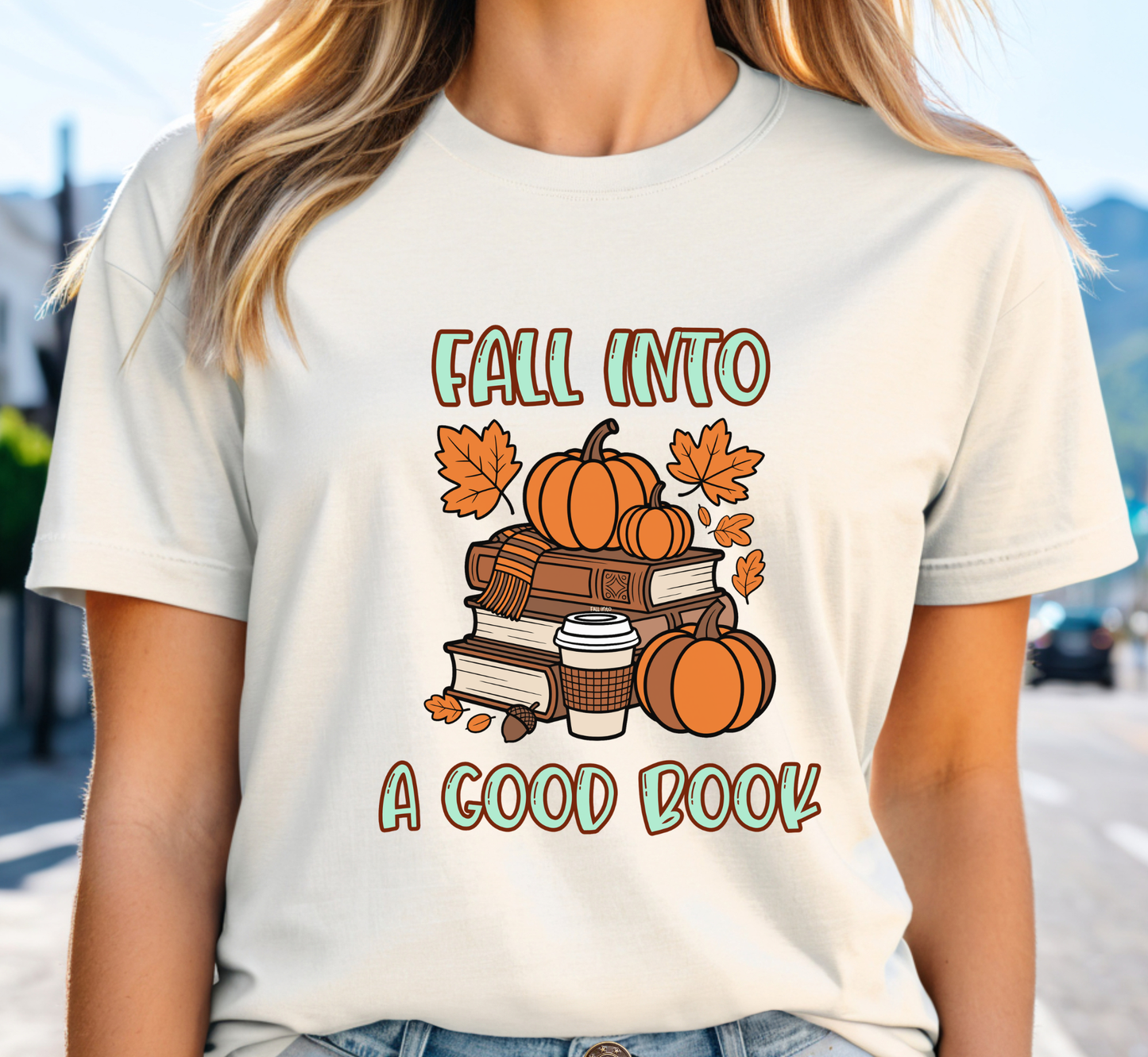 Fall Into A Good Book Tee, Autumn Book Lover T-Shirt, Cozy Fall Book Reading Shirt