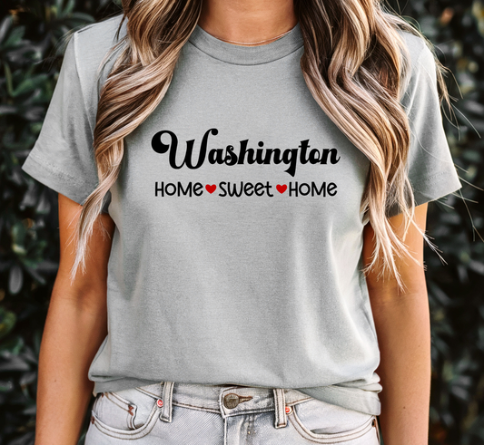 Washington State T-Shirt, Washington Home Sweet Home Tee, Unisex US State Shirt