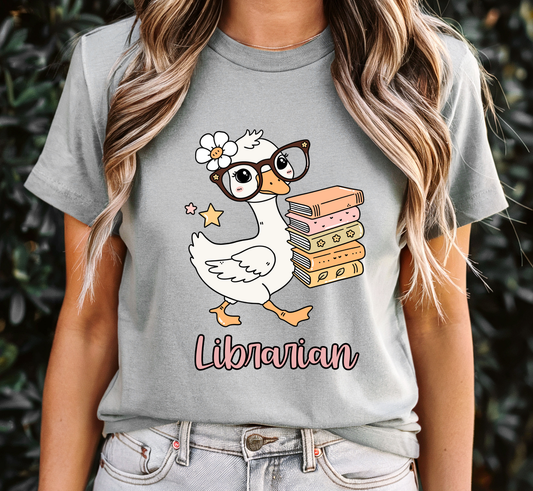 Bespectacled Librarian Goose Tee, Library Goose T-Shirt