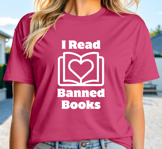 I Read Banned Books Tee, Book Lover T-Shirt, Support Libraries Tee,  Bookish Teacher Shirt