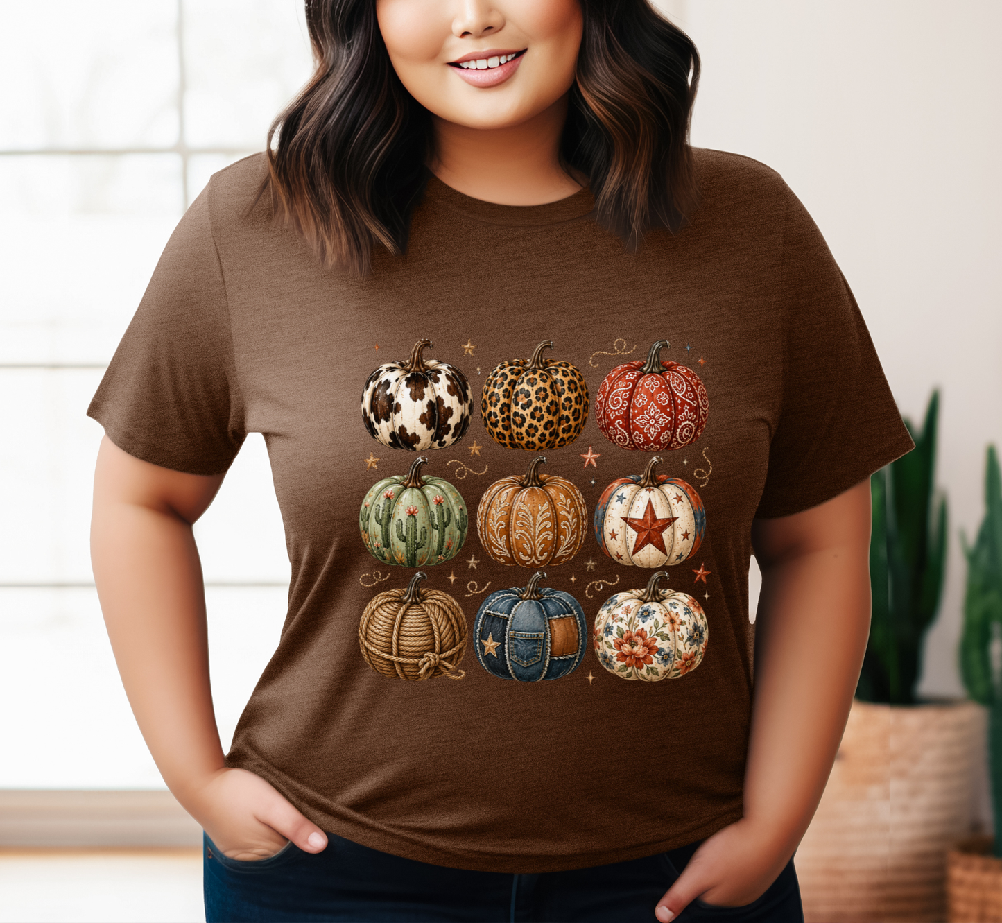 Fall Western Pumpkins Tee, Autumn Cowgirl Pumpkin T-Shirt