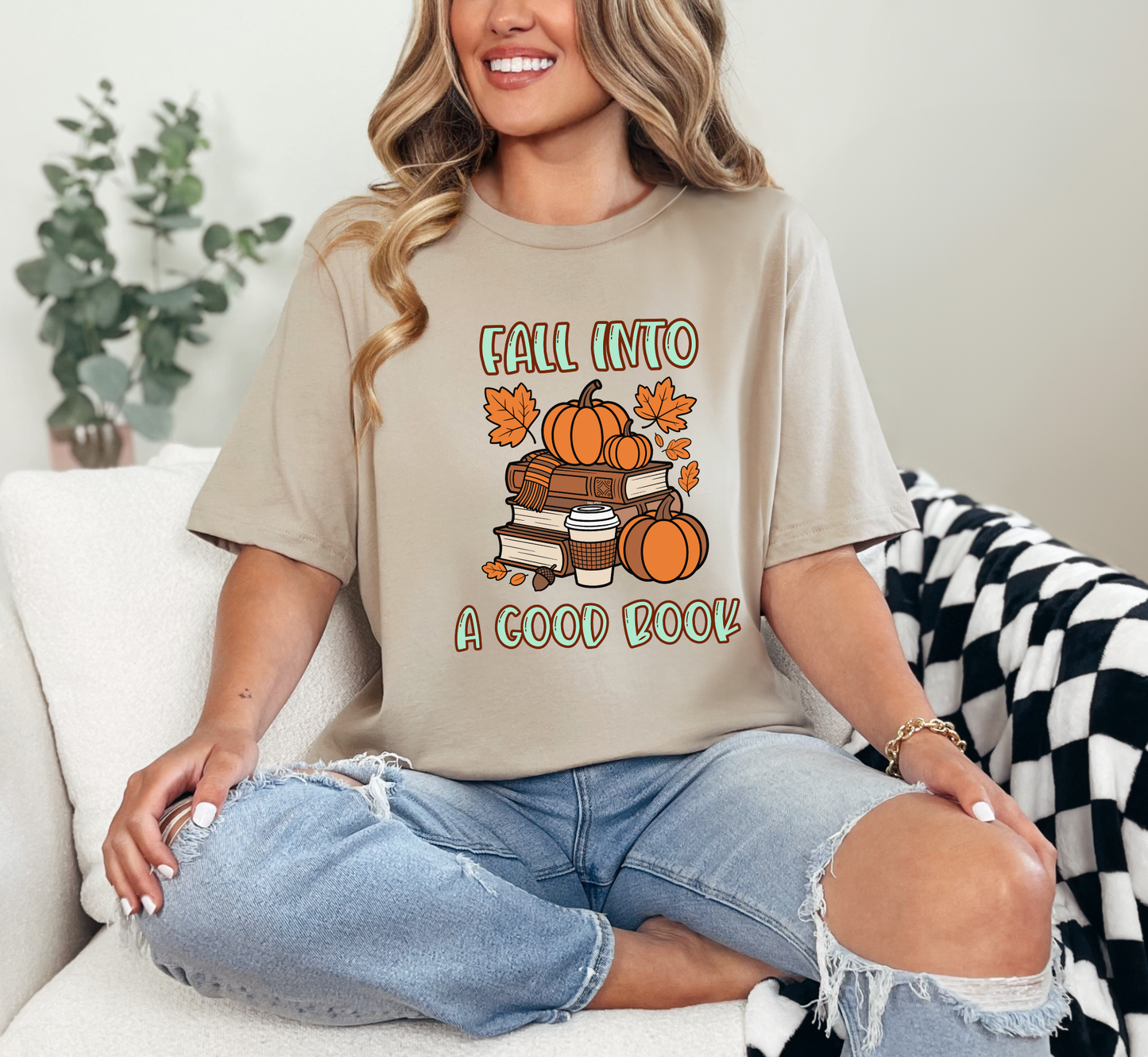 Fall Into A Good Book Tee, Autumn Book Lover T-Shirt, Cozy Fall Book Reading Shirt