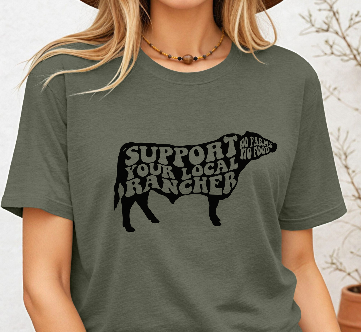Support Your Local Rancher T-Shirt, No Farms No Food Tee, Unisex Ranching Shirt, Agriculture
