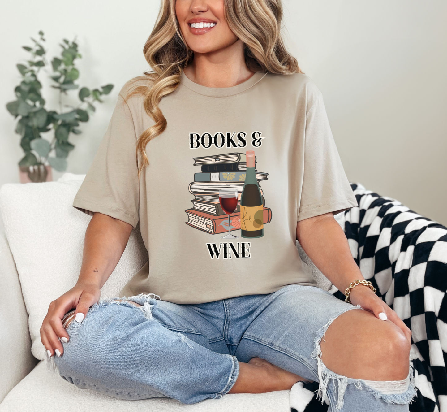 Books and Wine T-Shirt, Book Lover Tee, Wine Lover Shirt, Bookish Tee