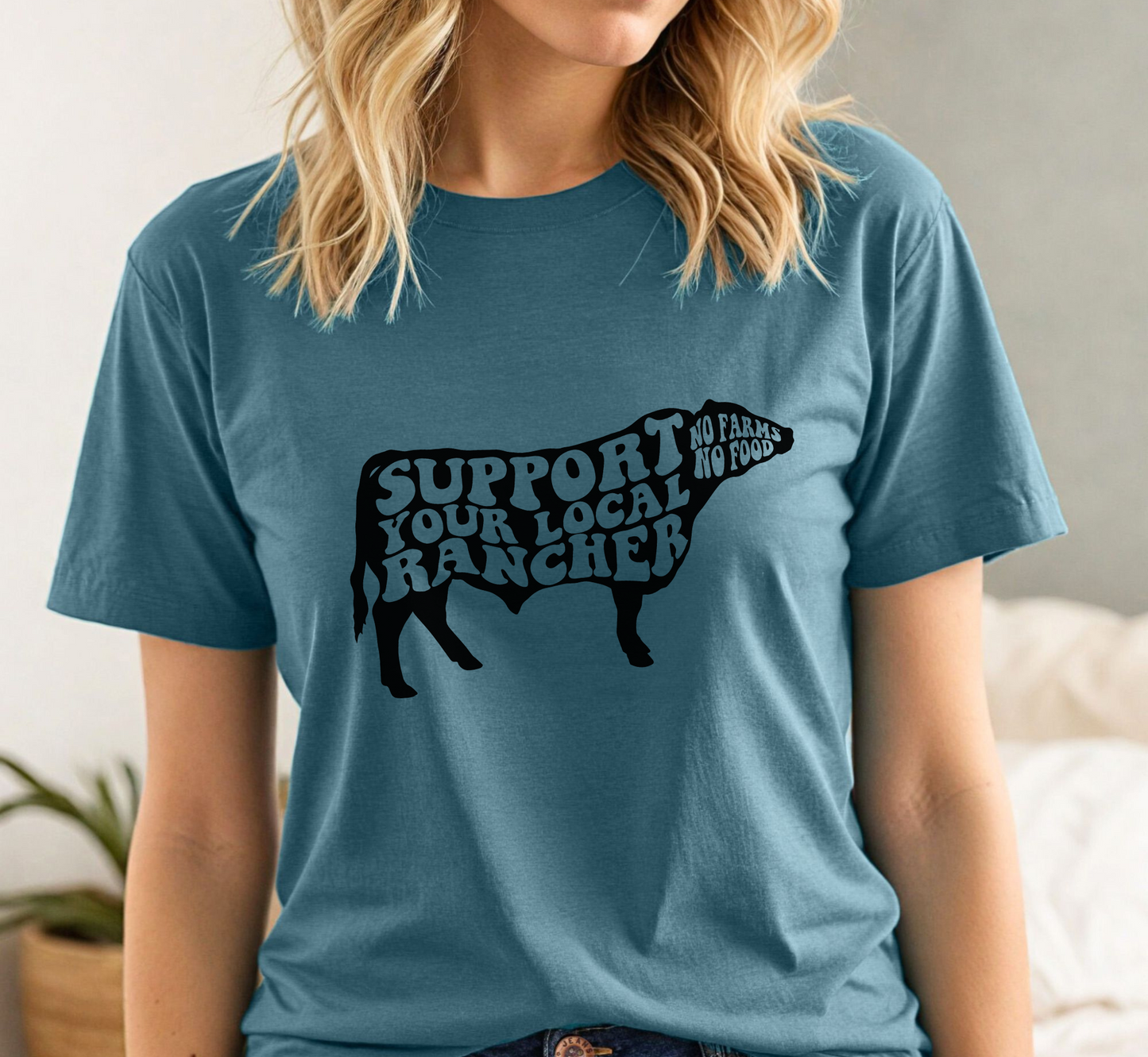 Support Your Local Rancher T-Shirt, No Farms No Food Tee, Unisex Ranching Shirt, Agriculture