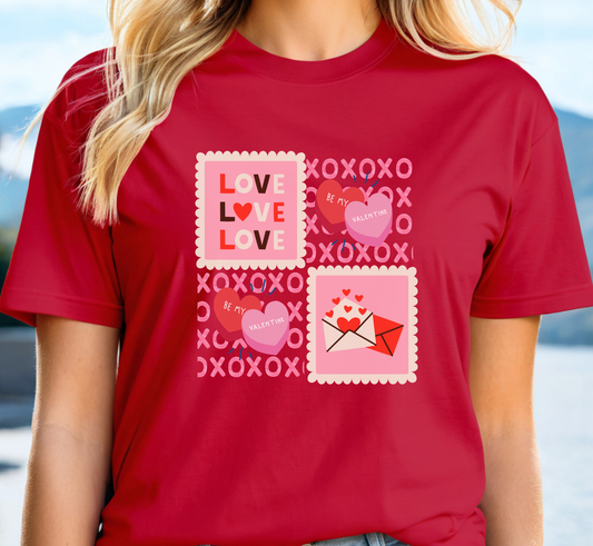 Valentine's Day Stamps Tee,  Women's Valentine Love Stamp T-Shirt