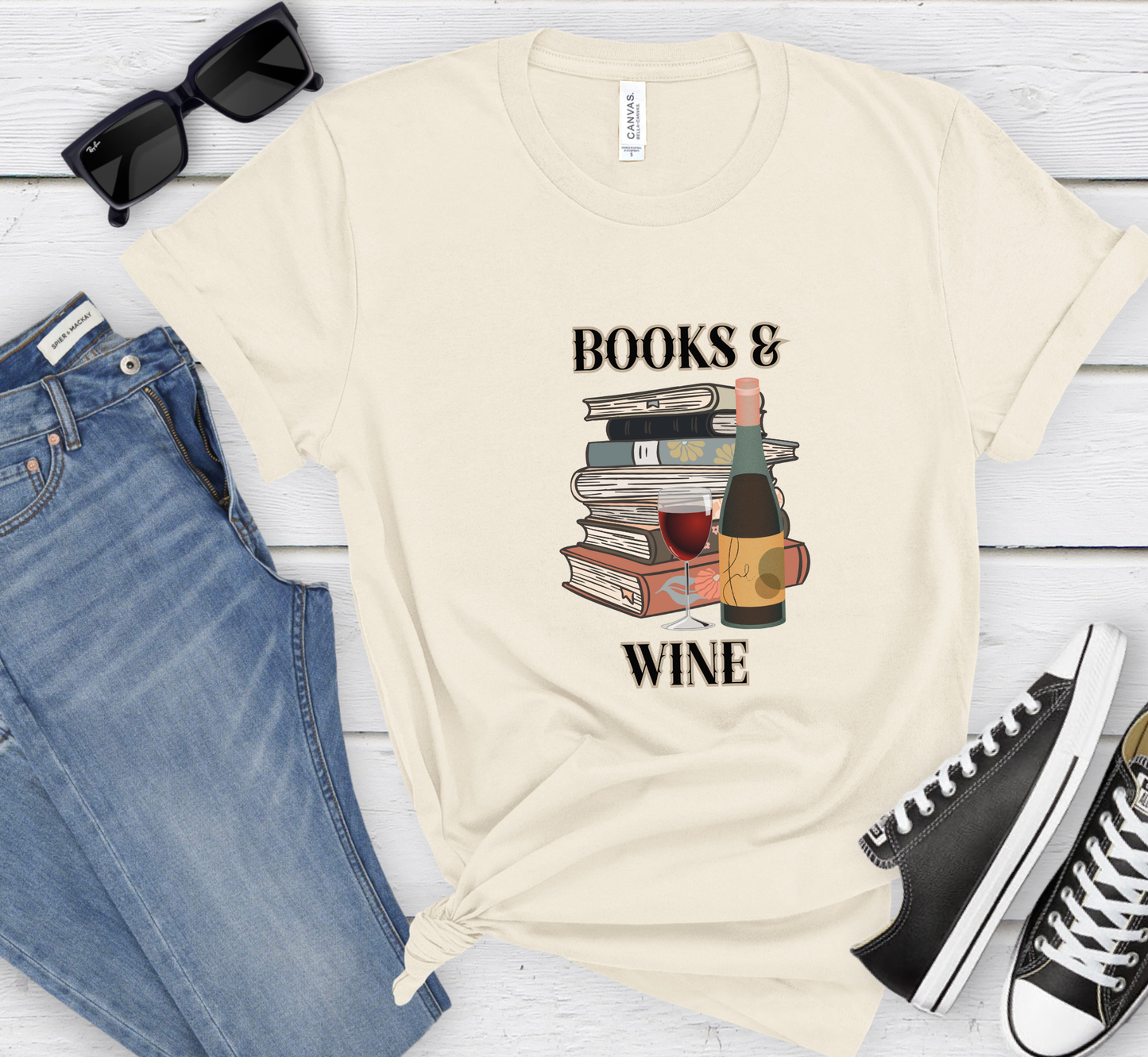 Books and Wine T-Shirt, Book Lover Tee, Wine Lover Shirt, Bookish Tee