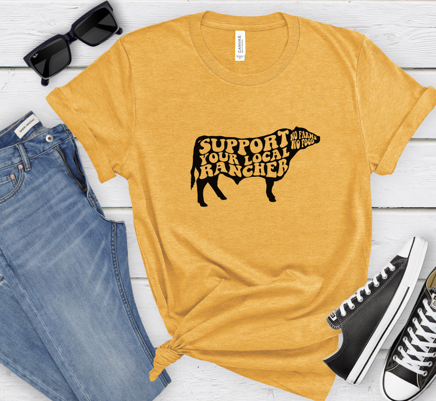 Support Your Local Rancher T-Shirt, No Farms No Food Tee, Unisex Ranching Shirt, Agriculture