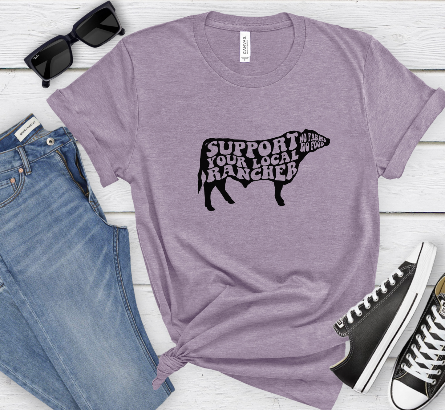 Support Your Local Rancher T-Shirt, No Farms No Food Tee, Unisex Ranching Shirt, Agriculture