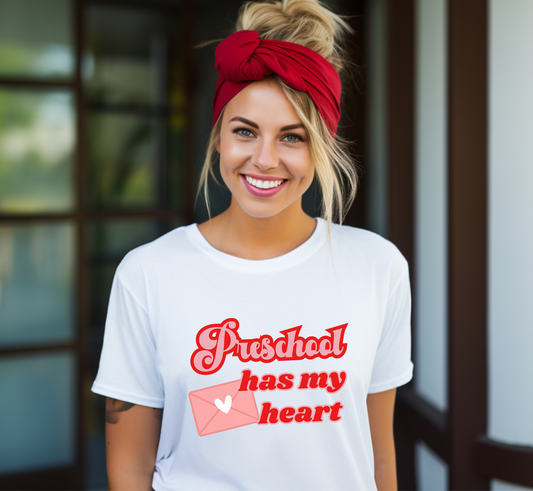 Preschool Has My Heart Teacher T-Shirt, Valentine's Day Shirt