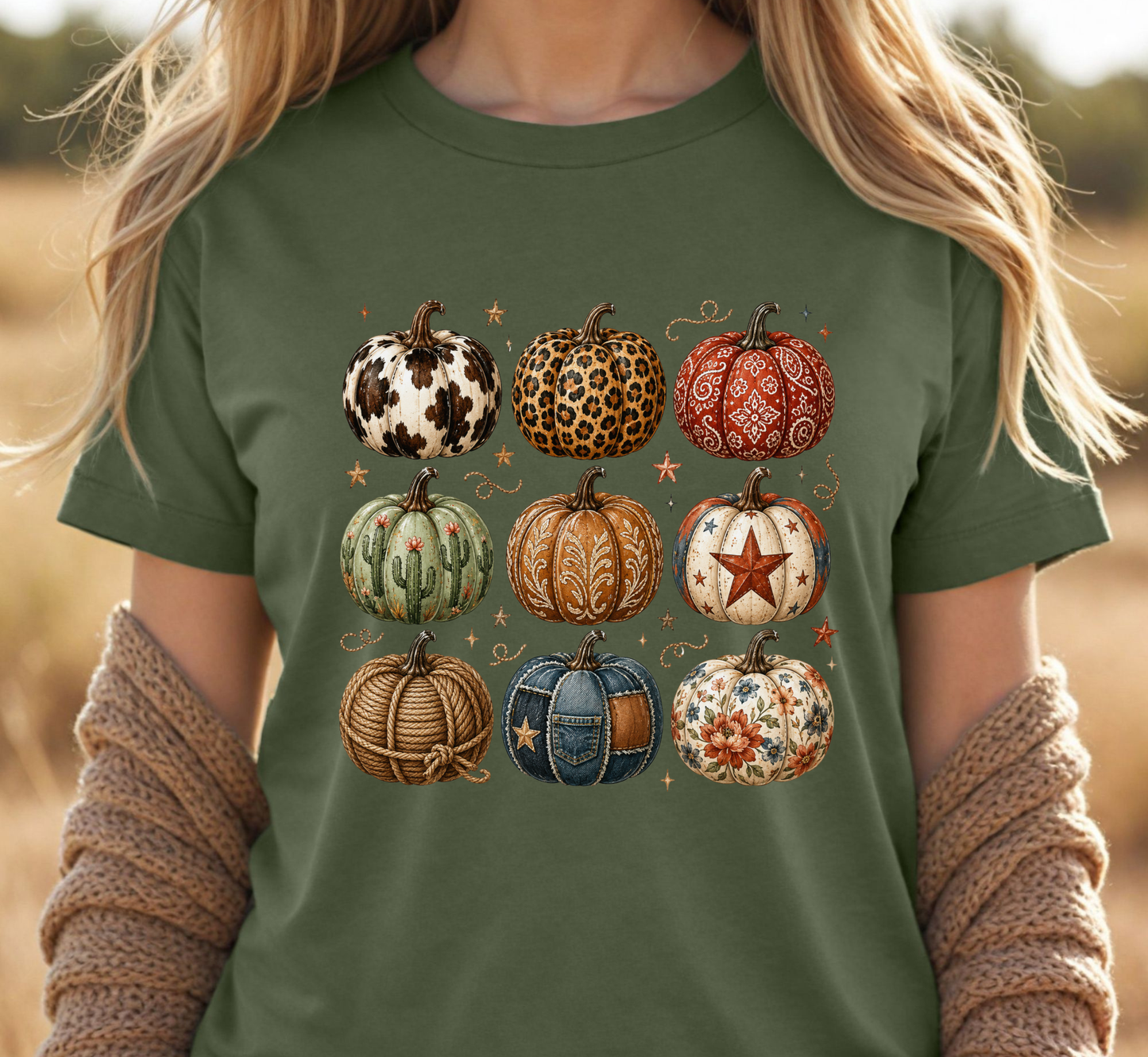 Fall Western Pumpkins Tee, Autumn Cowgirl Pumpkin T-Shirt