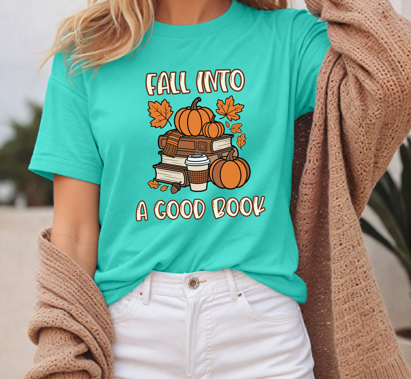 Fall Into A Good Book Tee, Autumn Book Lover T-Shirt, Cozy Fall Book Reading Shirt