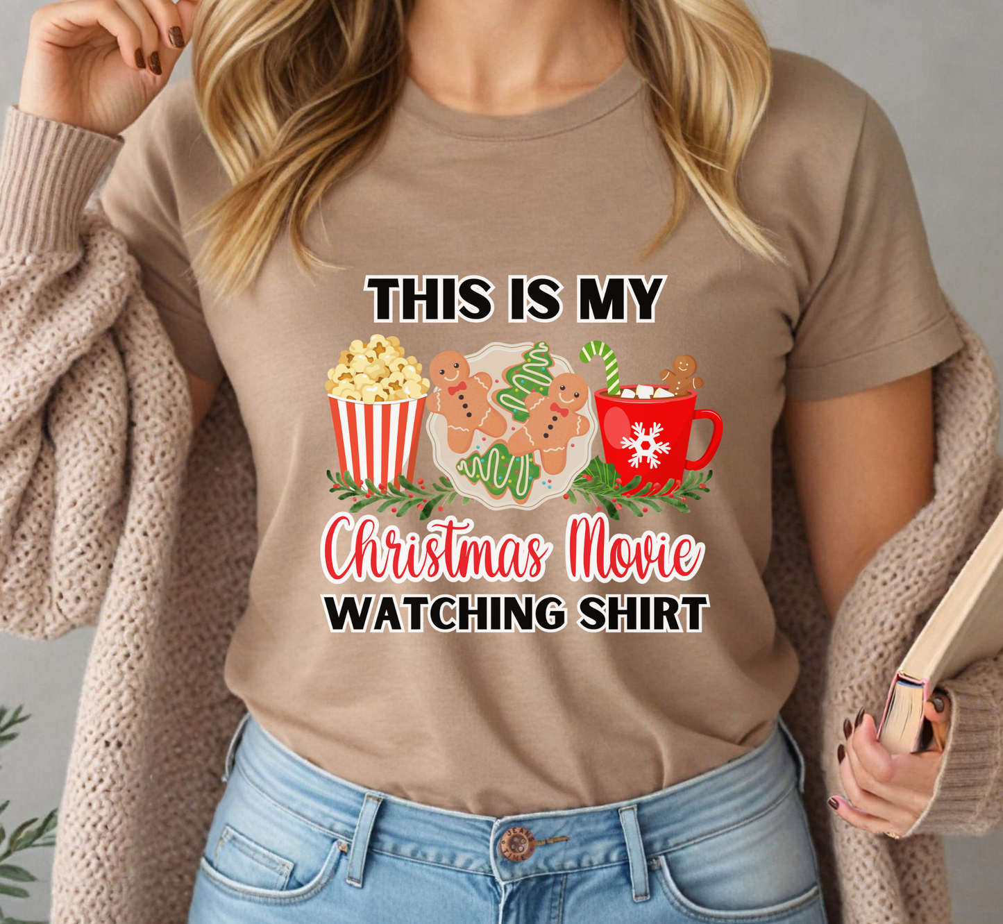 This Is My Christmas Movie Watching Shirt, Unisex Christmas Tee, Christmas Movies T-Shirt, Cozy Holiday Movie Tee