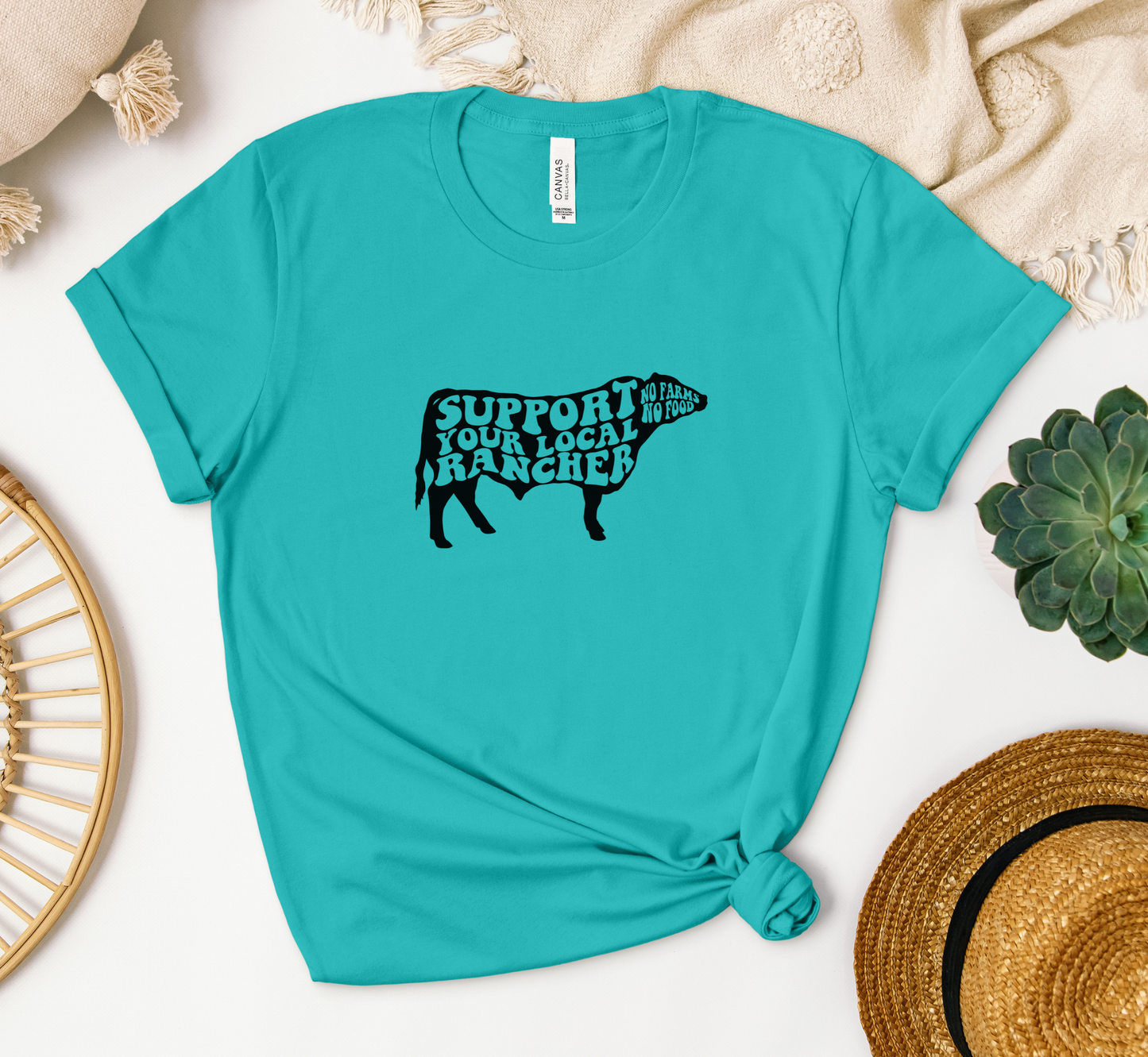 Support Your Local Rancher T-Shirt, No Farms No Food Tee, Unisex Ranching Shirt, Agriculture