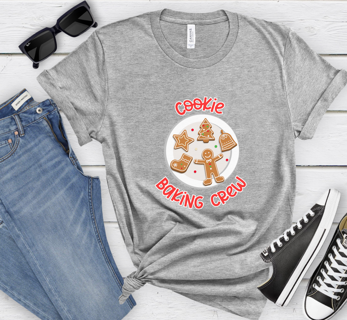 Cookie Baking Crew T-Shirt, Cute Christmas Cookies Tee, Gingerbread Cookies Tee, Unisex Holiday Baking Shirt, Christmas Pajama Shirt