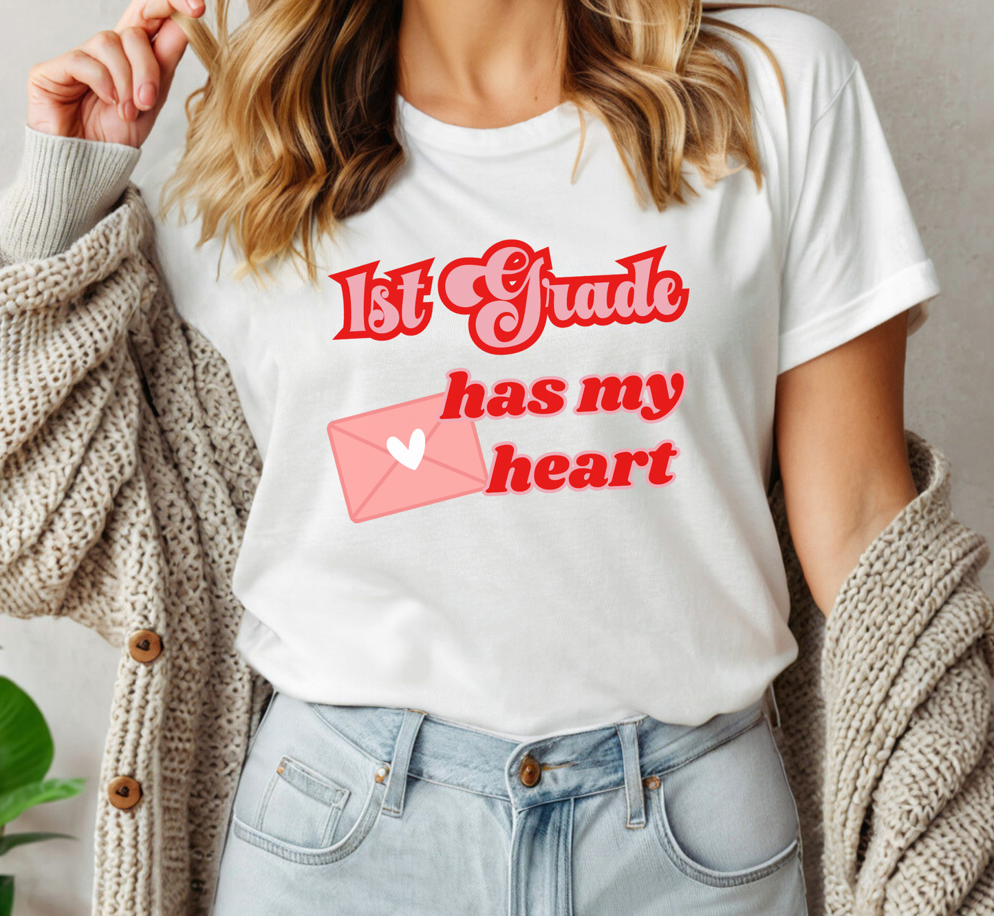 First Grade Has My Heart Teacher T-Shirt, Valentine's Day Shirt, 1st Grade Teacher Tee