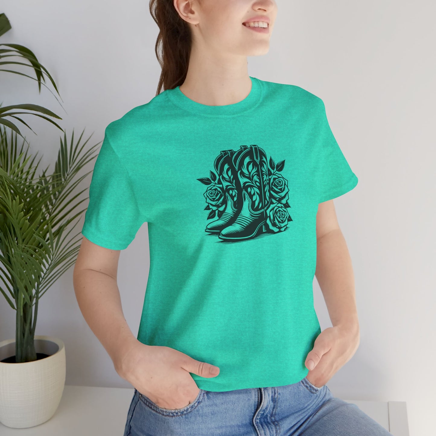 Cowboy Boots and Roses T-Shirt, Floral Cowgirl Shirt, Western Tee