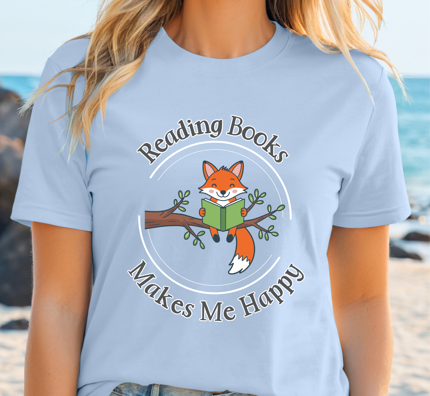 Reading Books Makes Me Happy Tee, Fox Reading Book T-Shirt, Book Lover Shirt