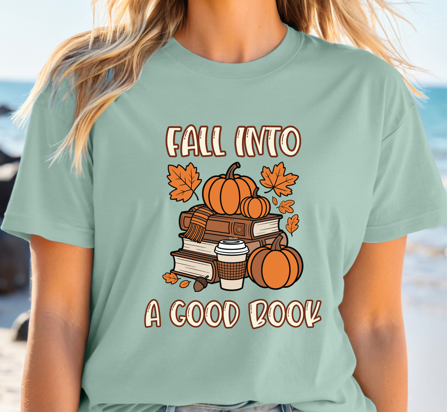 Fall Into A Good Book Tee, Autumn Book Lover T-Shirt, Cozy Fall Book Reading Shirt