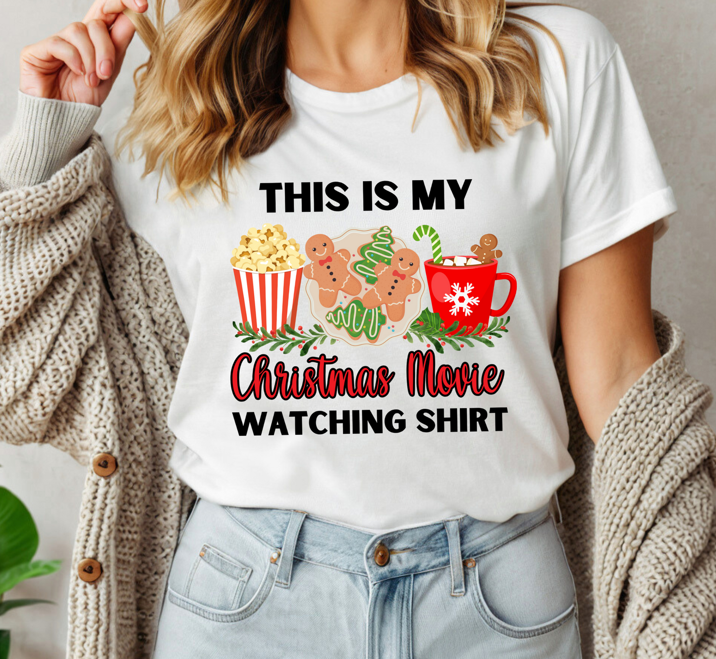 This Is My Christmas Movie Watching Shirt, Unisex Christmas Tee, Christmas Movies T-Shirt, Cozy Holiday Movie Tee