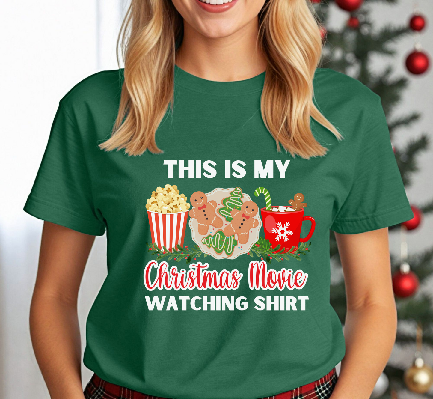 This Is My Christmas Movie Watching Shirt, Unisex Christmas Tee, Christmas Movies T-Shirt, Cozy Holiday Movie Tee